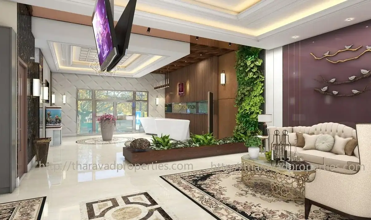 Lobby seating area with view to reception
